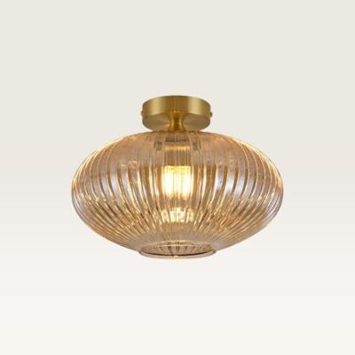 Plafondlamp Ovale ambra - Lamp voor binnen, gemaakt van geribbeld amberkleurig glas en goud metaal - Zonder lichtbron Plafondlamp Ovale ambra - Lamp voor binnen, gemaakt van geribbeld amberkleurig glas en goud metaal - Zonder lichtbron