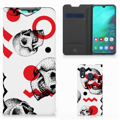 Mobiel BookCase Samsung Galaxy A40 Skull Red Mobiel BookCase Samsung Galaxy A40 Skull Red