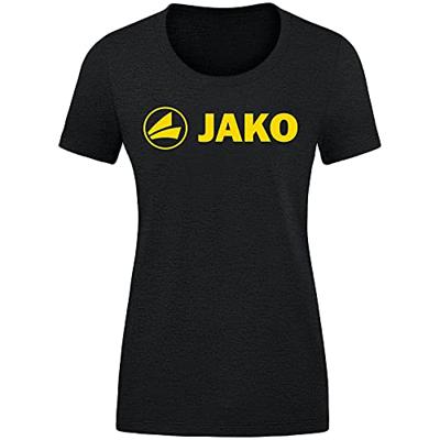 JAKO 6160D T-Shirt Promo Dames - Zwart Gemeleerd/Citroen - 44