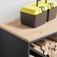VidaXL Brandhoutrek met houten blad 100,5x35,5x40 cm antracietkleurig - thumbnail