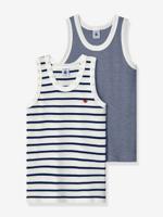 Set van 2 slip-overs in biologisch katoen PETIT BATEAU veel blauw - thumbnail