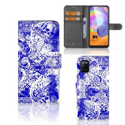 Telefoonhoesje met Naam Samsung Galaxy A31 Angel Skull Blauw Telefoonhoesje met Naam Samsung Galaxy A31 Angel Skull Blauw