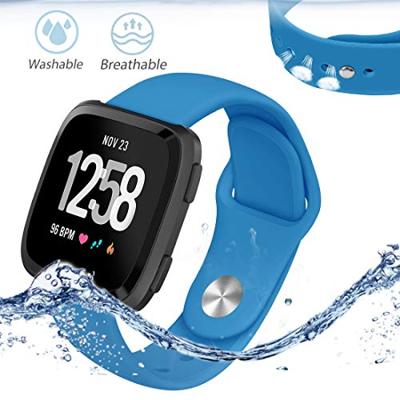 By Qubix - Compatible met Fitbit Versa 1/2 & Lite siliconen bandje - Maat: Large - Blauw - Compatible fitbit bandje