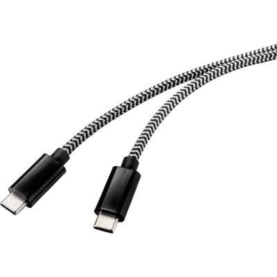 Renkforce RF-4598412 USB-kabel USB 2.0 USB-C stekker, USB-C stekker 3.00 m Zwart/wit