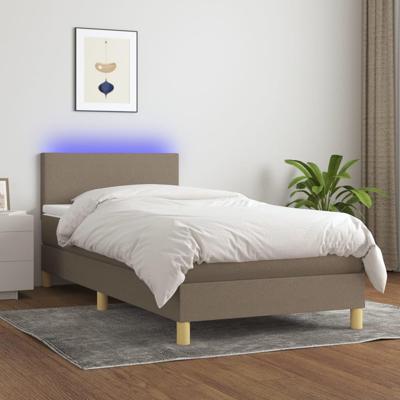 Boxspring met matras en LED stof taupe 90x190 cm