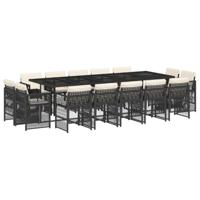 15-delige Tuinset met kussens poly rattan zwart - thumbnail
