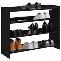VidaXL Schoenenrek 80x25x62 cm bewerkt hout zwart - thumbnail