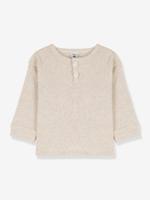 Babyshirt met lange mouwen PETIT BATEAU in biologisch katoen gemêleerd beige - thumbnail