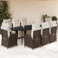 9-delige Tuinset met kussens poly rattan bruin - thumbnail