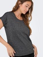 Only Onlmoster Glitter S/s Top Noos Jrs T-shirt Korte Mouw Black Silver Lurex - thumbnail