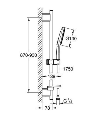 Grohe Rainshower Smartactive 130 Glijstangset Chroom - thumbnail