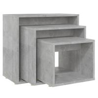 3-delige Tafeltjesset spaanplaat betongrijs - thumbnail