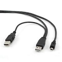 Gembird 0,9 m 2 x USB 2.0 A/Mini-B M - USB-kabel (micro-USB A, mini-USB B, mannelijk/mannelijk, zwart) - thumbnail