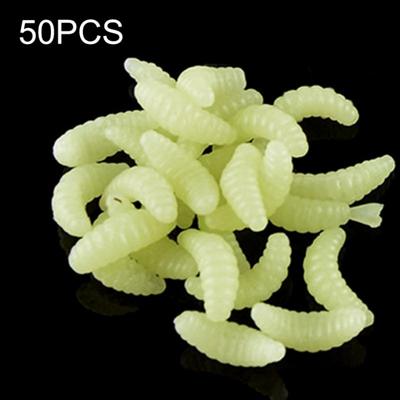 HENGJIA SO106 50 stuks 20mm simulatie brood aas wormen Crescent zachte aas paard vissen Worm aas vistuig (Beige)