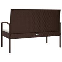 Tuinbank met kussen 105 cm poly rattan bruin - thumbnail