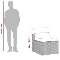 5-delige Loungeset met kussens poly rattan acacia grijs - thumbnail
