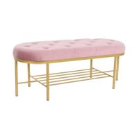 Kruk DKD Home Decor 100 x 35 x 40 cm Roze Gouden Metaal - thumbnail