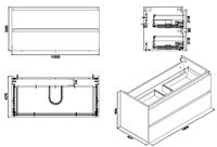 Vision onderkast met 2 laden 100 x 46 cm hoogglans grijs - thumbnail