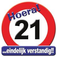 Paperdreams Kroonschild verkeersbord - 21 jaar - thumbnail