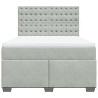 Boxspring met matras fluweel lichtgrijs 140x200 cm - thumbnail