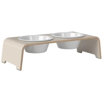 dogBar® Honden voerbar Wooden, grijs, Maat: M-Small