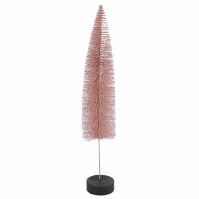 Countryfield kerstboom op voet glitter oudroze 40 cm | 12 stuks