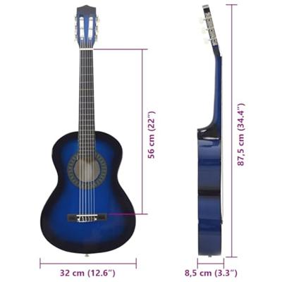 VidaXL Gitaar klassiek beginner en kinderen 1/2 34" blauw