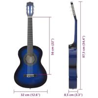 VidaXL Gitaar klassiek beginner en kinderen 1/2 34" blauw - thumbnail