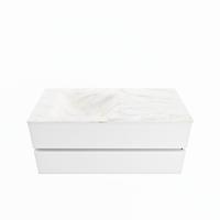 MONDIAZ VICA-DLUX 110cm badmeubel onderkast Talc 2 lades. Inbouw wastafel CLOUD links zonder kraangat, kleur Ostra. - thumbnail