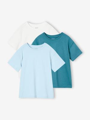Set van 3 effen Basics jongensshirts hemelsblauw Set van 3 effen Basics jongensshirts hemelsblauw