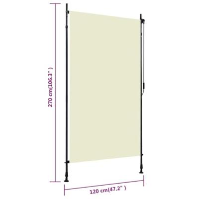 VidaXL Rolgordijn voor buiten 120x270 cm crème
