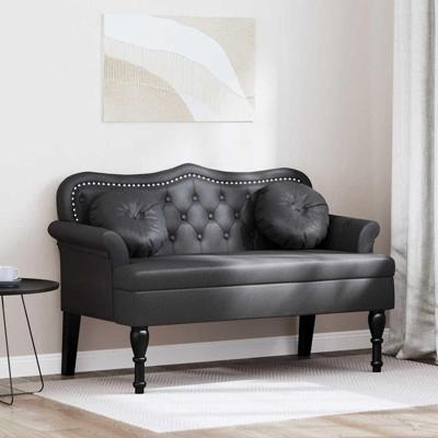 Chesterfield Bank met kussen Zwart 120,5 x 65 x 75 cm Nep Leer