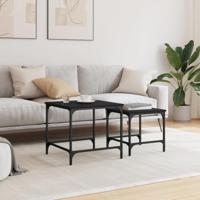 2-delige Tafeltjesset bewerkt hout zwart - thumbnail