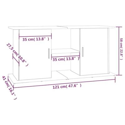 Aquariumstandaard 121x41x58 cm bewerkt hout grijs sonoma eiken - thumbnail