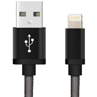 REEKIN CAB-011BL USB-kabel USB 2.0 USB-A stekker, Apple Lightning stekker 1.00 m Zwart