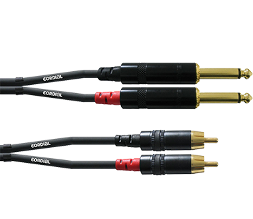 Cordial CFU3PC Audio Adapterkabel [2x Jackplug male 6,3 mm - 2x Cinch-stekker] 3.00 m Zwart