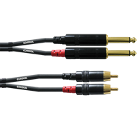 Cordial CFU3PC Audio Adapterkabel [2x Jackplug male 6,3 mm - 2x Cinch-stekker] 3.00 m Zwart - thumbnail