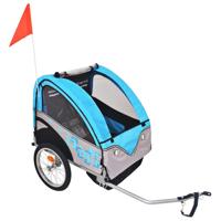 VidaXL Fietstrailer 30 kg grijs en blauw - thumbnail