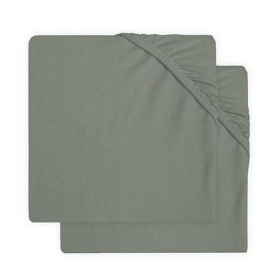 Jollein jersey hoeslaken boxmatras 75x95cm - set van 2 ash green