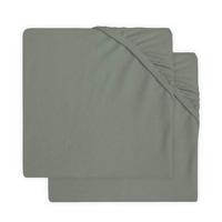 Jollein jersey hoeslaken boxmatras 75x95cm - set van 2 ash green - thumbnail