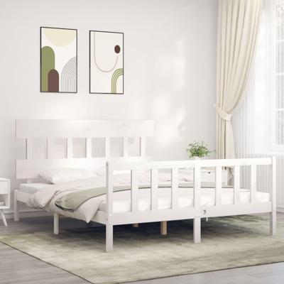 Bedframe zonder matras massief grenenhout wit 160x200 cm