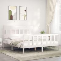 Bedframe zonder matras massief grenenhout wit 160x200 cm - thumbnail