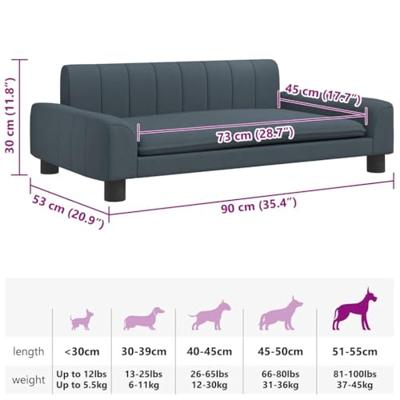 VidaXL Hondenmand 90x53x30 cm stof donkergrijs