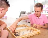 Backgammon hout bruin 48 x 38 cm - thumbnail