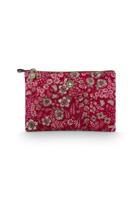 Pip Studio Pip Studio Charly Cosmetic Flat Pouch Medium Quilted Daisy Dreams Red 24x1x15.5cm - thumbnail