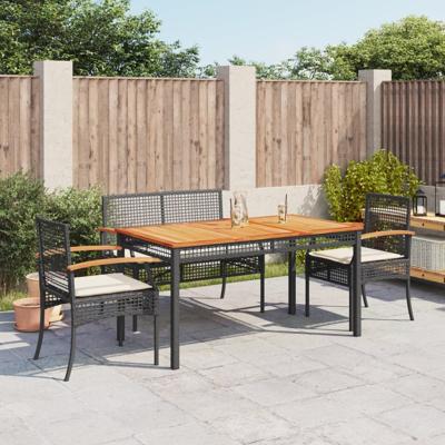 3-delige Tuinset met kussens poly rattan zwart - thumbnail