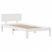 Bedframe met hoofdeinde zonder matras 100x200 cm wit - thumbnail