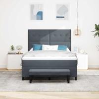 Boxspring Bed met Matras & Bank Donkergrijs 160x200 cm Fluweel - thumbnail