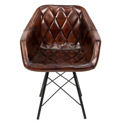 Clayre & Eef Eetkamerstoel met Armleuning 46x61x85 cm Bruin Leder