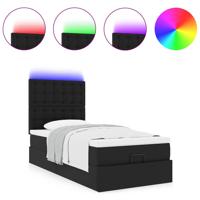Ottoman bed met matras en LED's 100x200cm kunstleer zwart - thumbnail